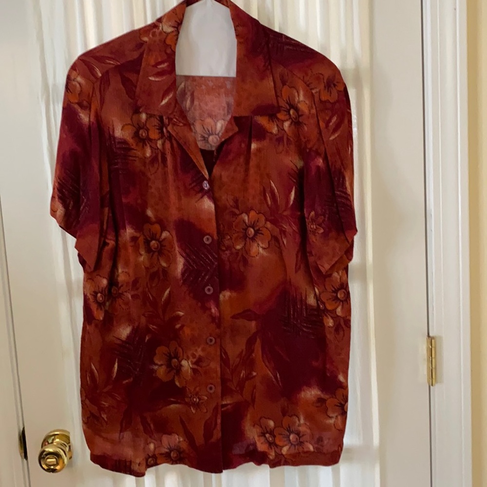Dressbarn Women 100% Rayon Short Sleeve Blouse 1X